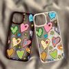 Colorful Graffiti Love Heart Phone Case For iPhone 15 11 13 14 Pro MAX 12 XS X SE20 XR 7 8Plus Smile Shockproof Clear Cover Capa