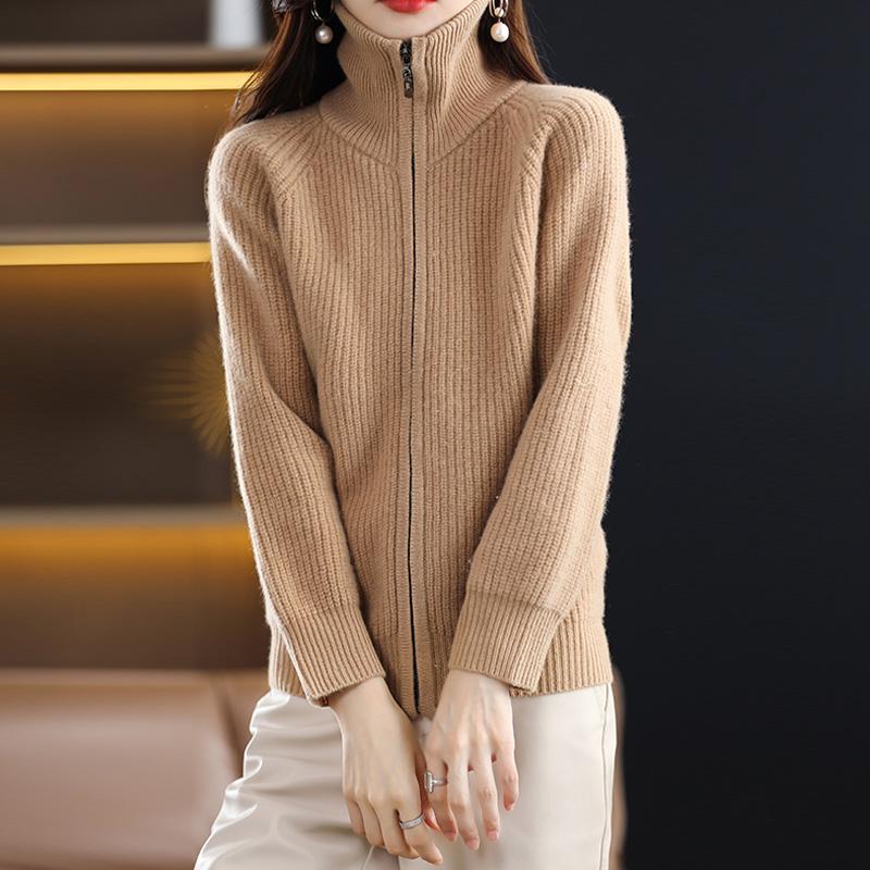 

Женский кашемировый кардиган Qinghe кашемир 30% кашемир 70% шерсть осенне-зимний кашемировый утолщенный кардиган мягкий и теплый XL мясо коричневый