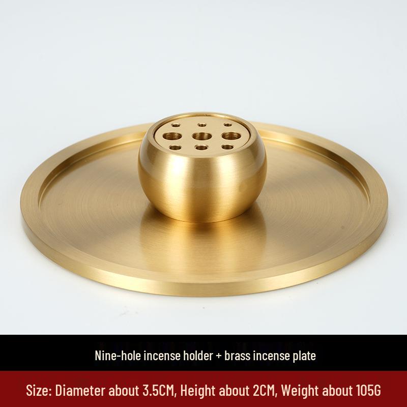Nine-Hole Zen Brass Incense Holder - Ash-Free & Multi-Hole Mini Burner