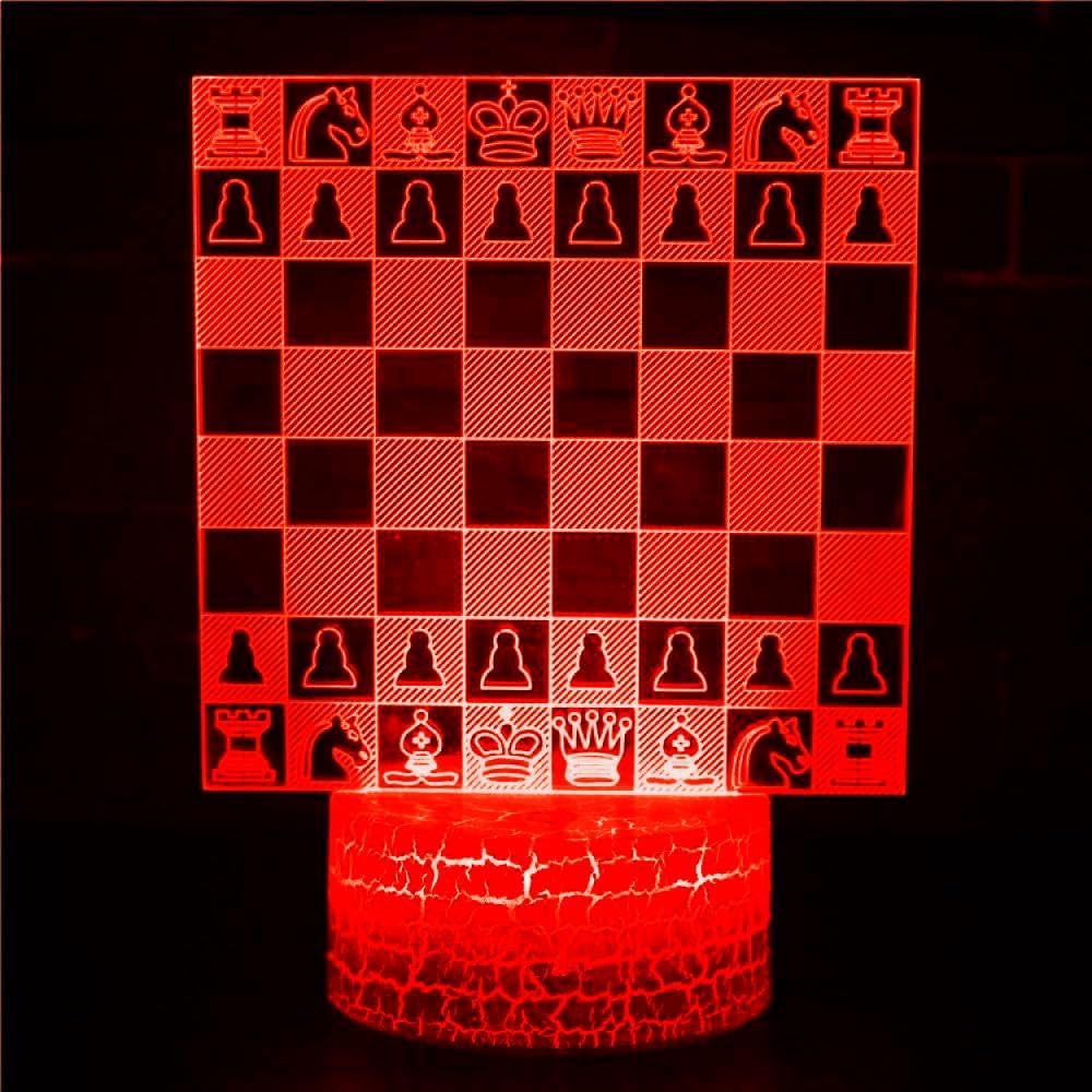 3D Chess Night Light Lamp Illusion 16 Color Changing Table Desk Decoration Lamps Led Christmas Gift with Acrylic Flat ABS Base USB Cable Toy