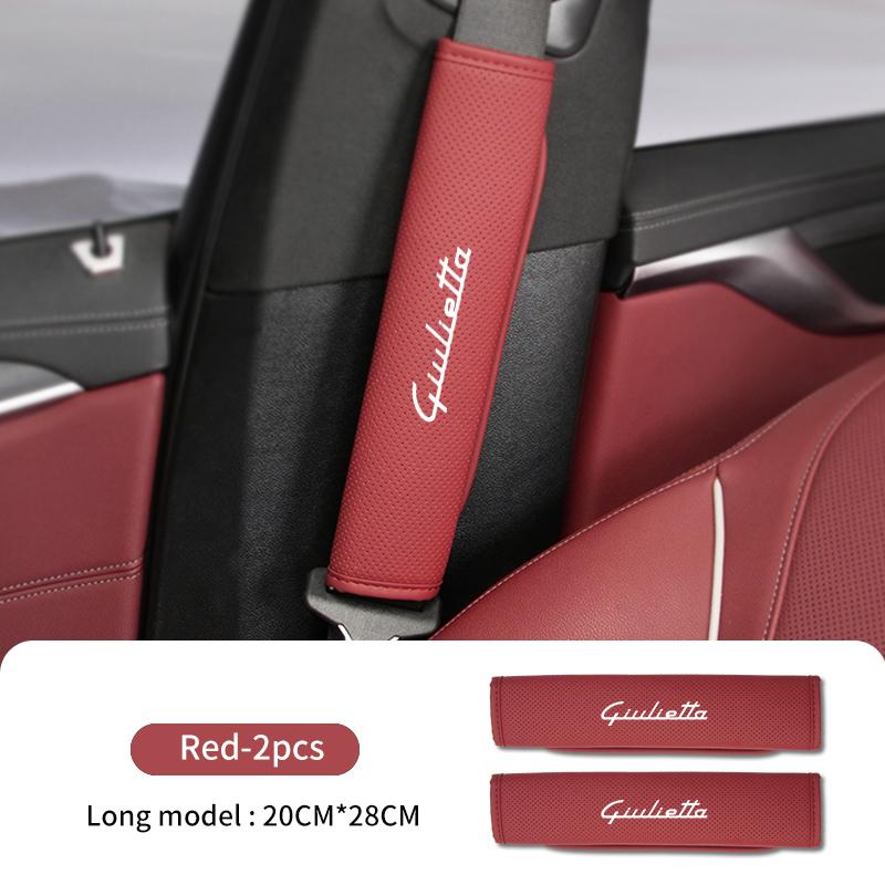 Car Seat Belt Shoulder Cover Leather Shoulder Protector Pad For Alfa Romeo 159 Giulietta 156 147 Giulia Mito GT Stelvio Spider