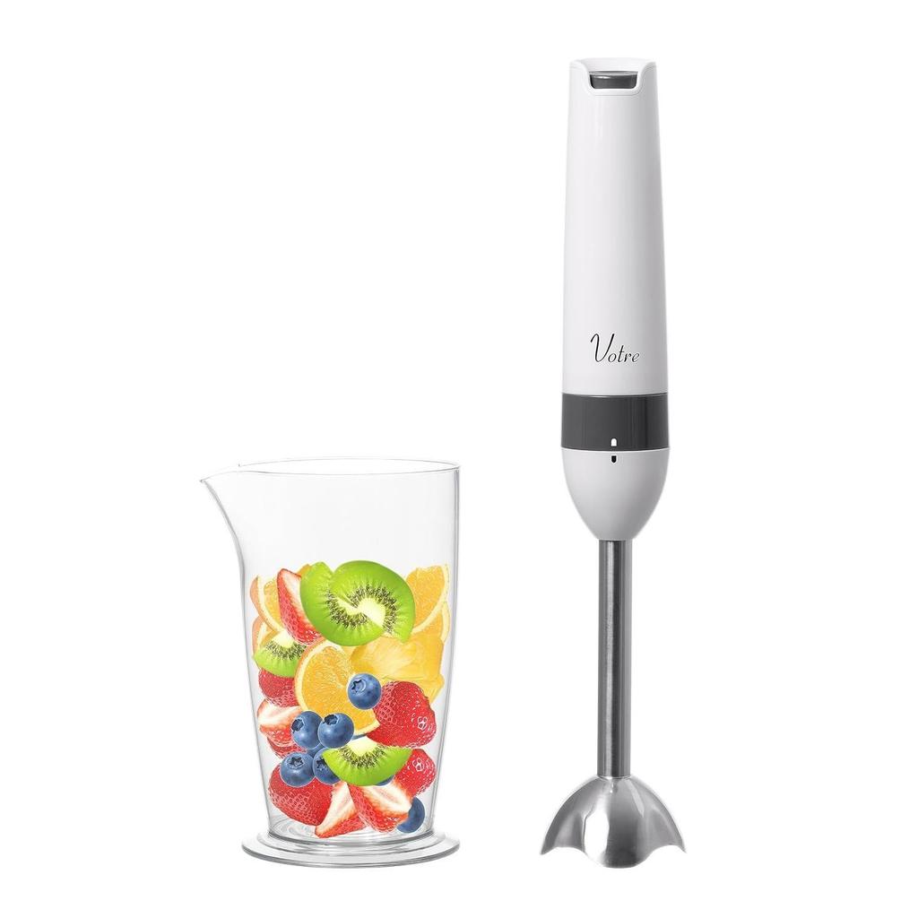 Yamazen Hand Blender Electric Mixer Baby Food Smoothie 2-in-1 (Mash Mix) Bottle Dishwasher Safe Votre Lightweight White YHBA-S120(W)