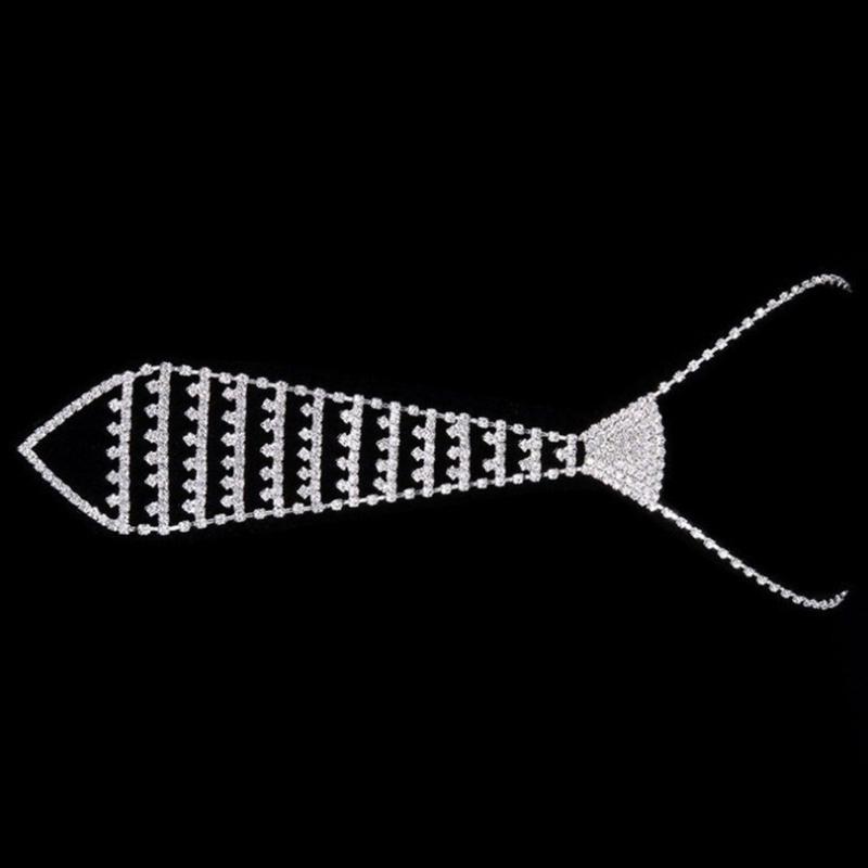 Punk Krawatten-Halskette mit schimmernden Strasssteinen für Modebegeisterte Kristall-Halskette für Hochzeiten und Partys