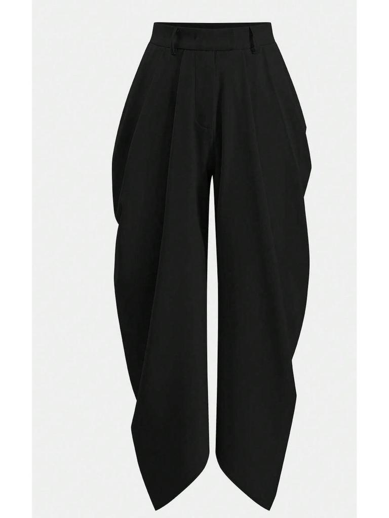 2025 Evropské a americké kalhoty s vysokým pasem, splývavé, plisované, nepravidelné, ležérní