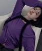 Lense Off-Shoulder Button Tee Purple