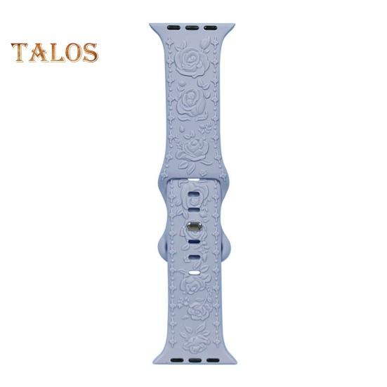 Grawerowany kwiatowy pasek do zegarka Odporny na zużycie, oddychający, przyjazny dla skóry, nieblaknący, grawerowany silikonowy pasek do zegarka 3D z kwiatowym wzorem do zegarka Apple Watch