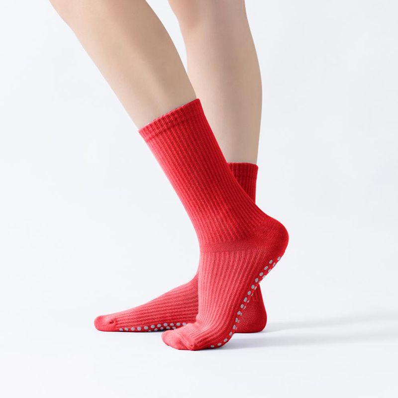 

Нескользящие профессиональные термоноски для йоги длиной до середины икры на весну и лето Round Head-Big Red