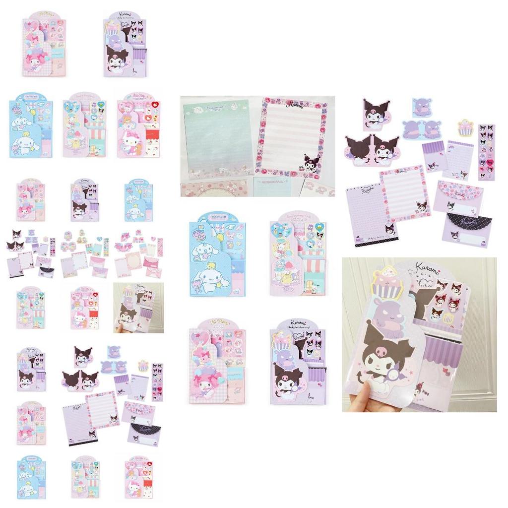 Cute And Fresh Cartoon Stationery Set Of 5 With Unique Envelopes And Sticky Notes