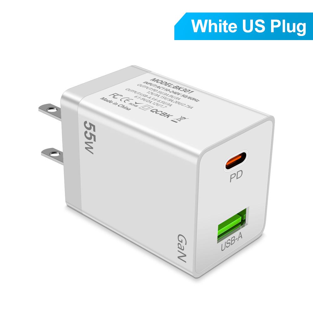 55W GaN PD Fast Charger - EU/US/UK Plug Adapter for Phones & Computers