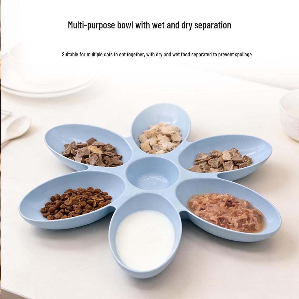 Six-Grid Petal Anti-Gobble Cat & Puppy Feeder Bowl - Non-Tip Design
