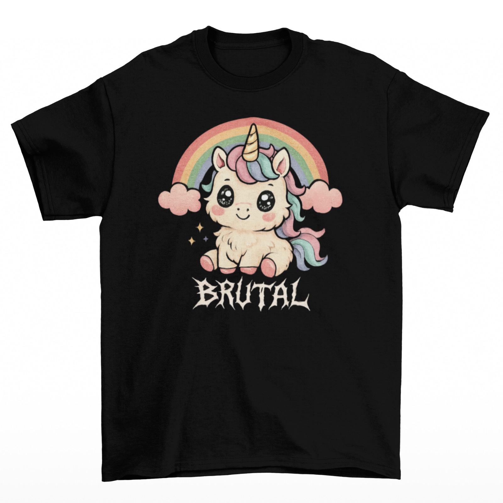 Brutal Unicorn T-Shirt Unisex Adult Funny Sizes Rainbow Horse Cute Adorable Pony S разноцветный