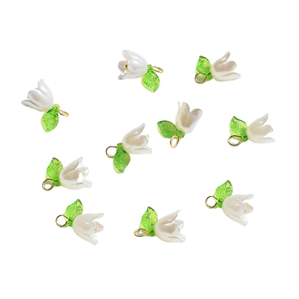 10pcs Pearl Bell Orchids Pendant Stereoscopic Leaf Flower Charm for DIY Necklace Bracelet Earrings Jewelry Accessories
