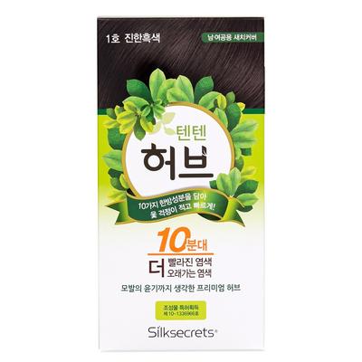 Tenten Herb 10 Minute Natural Herbal Hair Dye/oriental Medicine Hair Dye/, No. 1 Dark Black, 1 Pc.