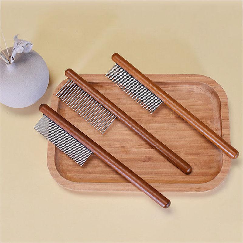 Flohkamm für Haustiere, Katzen und Hunde, Kamm zum Entfernen von Flöhen und Zecken, Edelstahl-Pflegebürste für verfilzte Haustiere mit langem und kurzem Haar