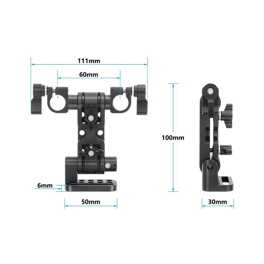HDRIG Adjustable Support Arm Bracket with 15mm Dual Pipe Clamp & 1/4 Inch Thread Hole