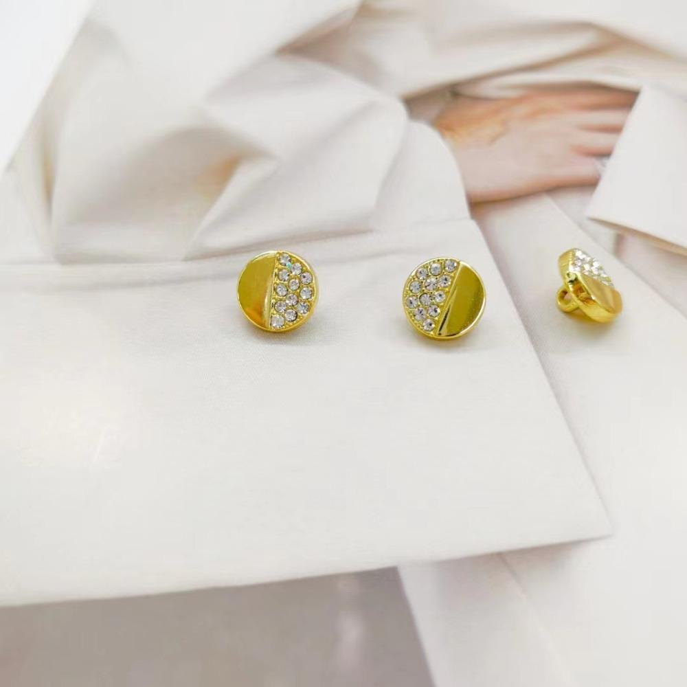 10pcs Fashionable Buttons 11mm Creative Asymmetrical Design Rhinestone Metal Shank Buttons Clothes Accessories