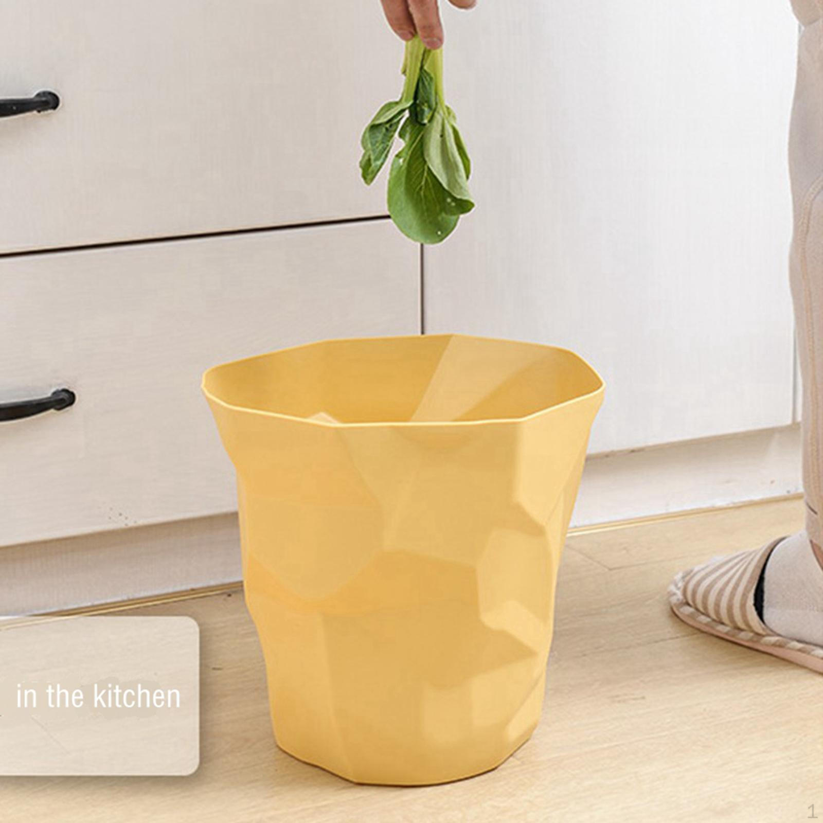 

Garbage Can Trash Without Lid Plastic PP Dustbin Paper Basket Bin Yellow Small