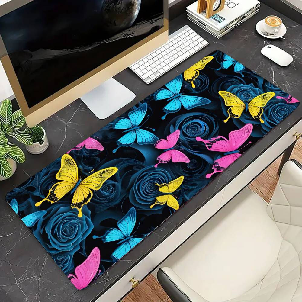 Magical Colorful Butterfly Mousepad Non-slip Suitable For Office Computers Laptops E-sports Game Desk Mats XXL Keyboard