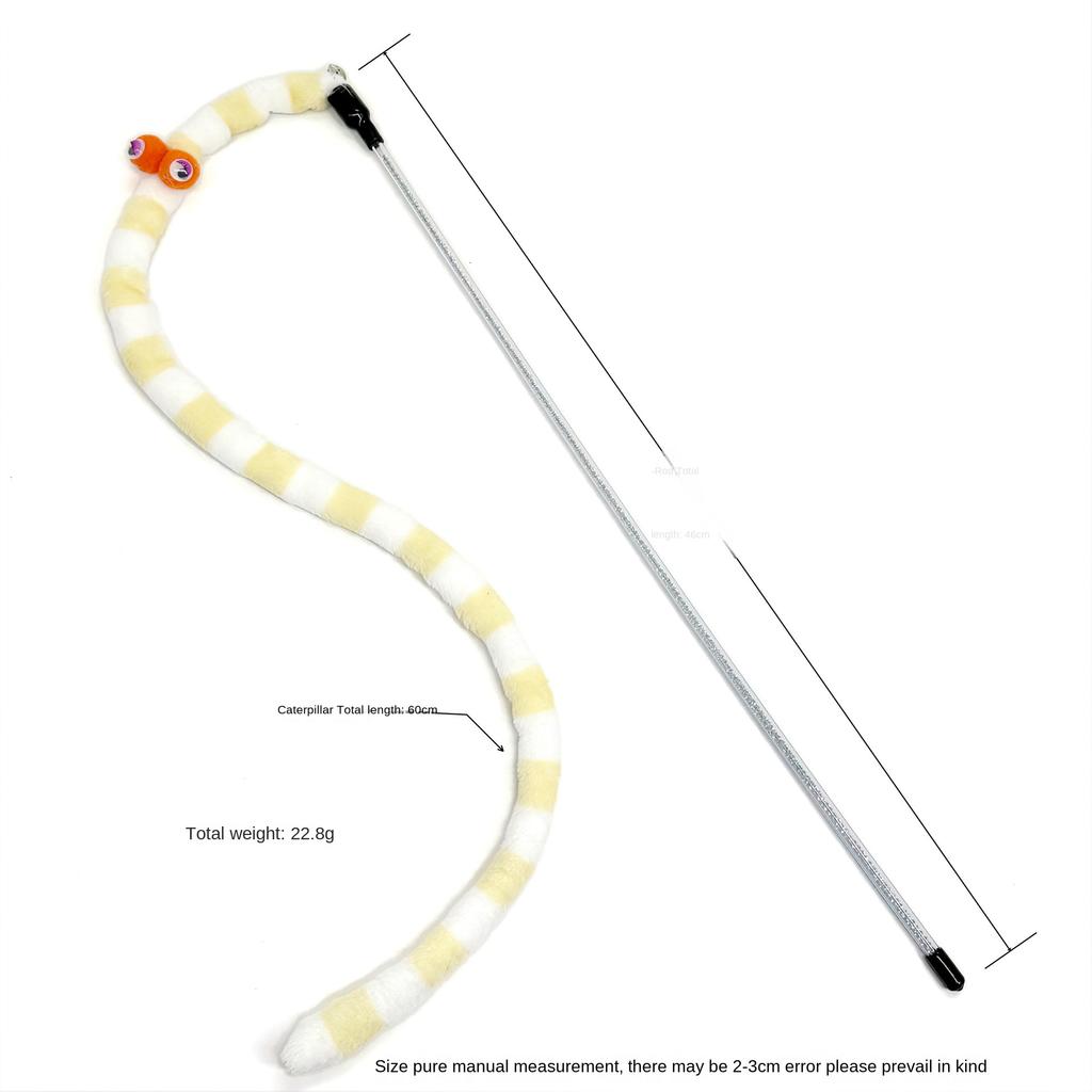 Cat Long Caterpillar Cat Amusing Stick Super Cute Big Eyes Plush with Bell Bite-resistant Plush Cat Toy