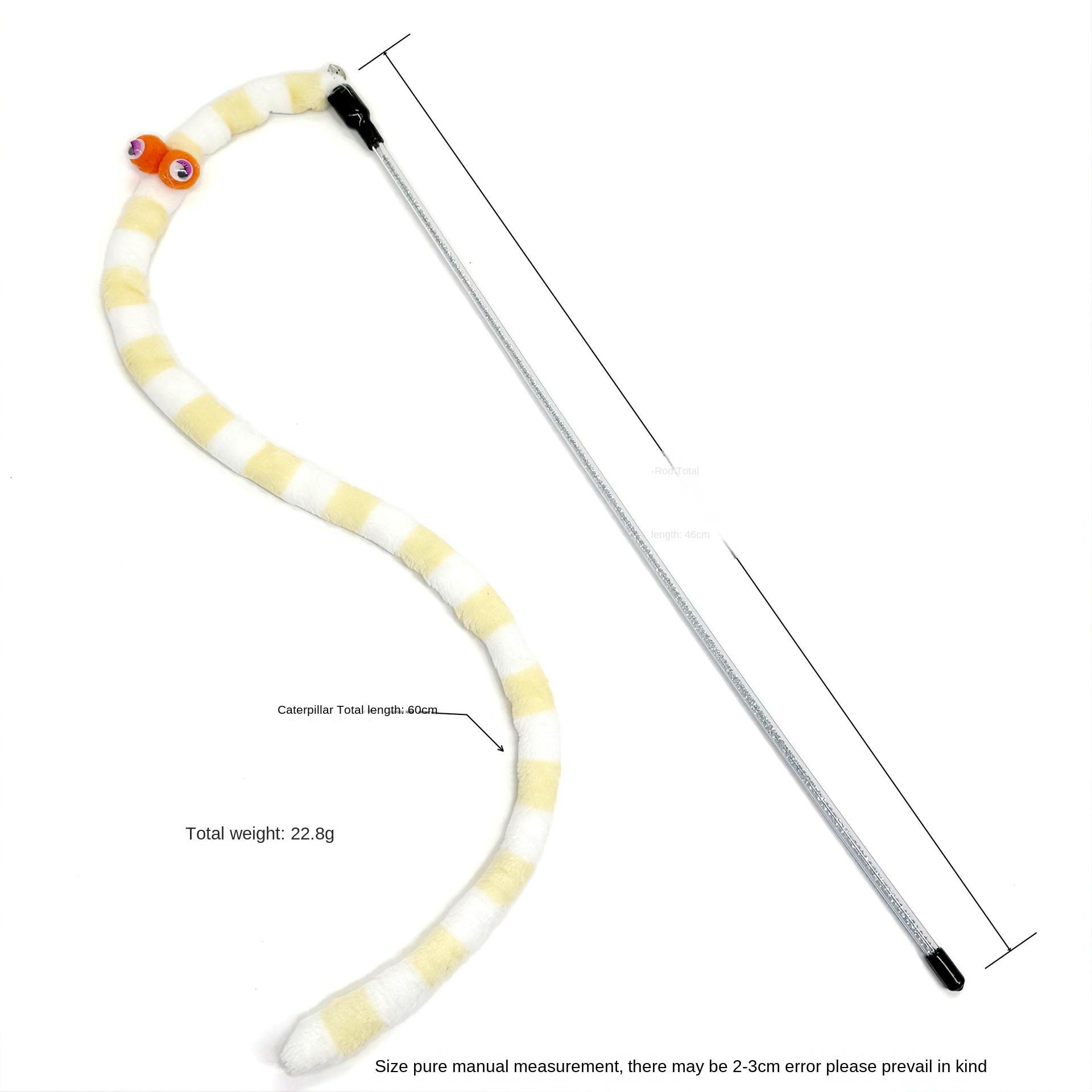 Cat Long Caterpillar Cat Amusing Stick Super Cute Big Eyes Plush with Bell Bite-resistant Plush Cat Toy светло-желтого