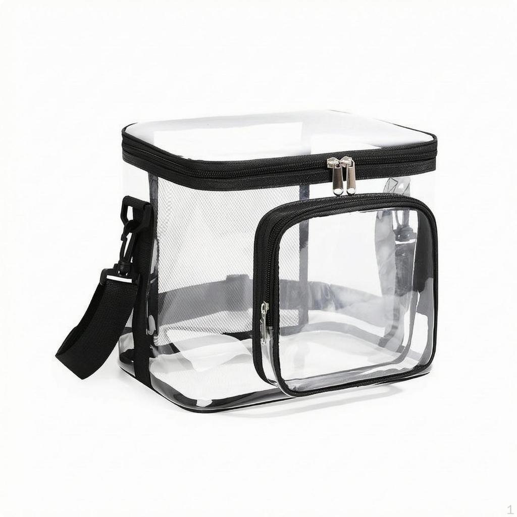 Clear PVC Storage Bag Transparent Rectangular Black Trim Carry Item