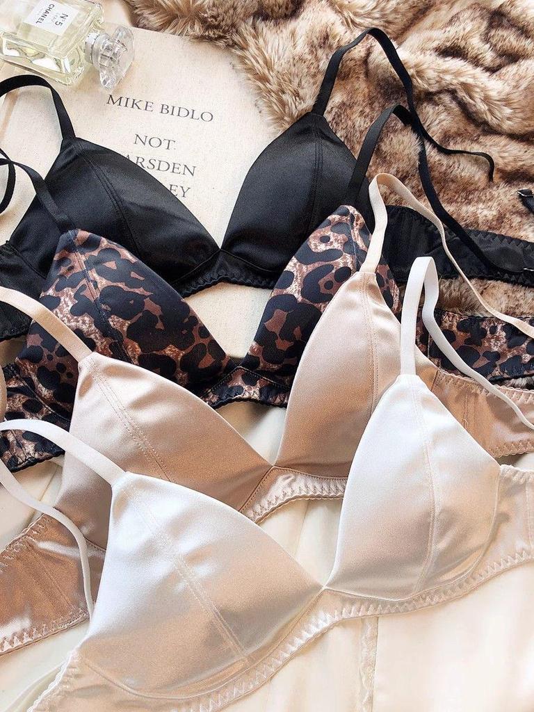 Set Reggiseno French Satinato Senza Cuciture a Triangolo con Schiena a T per Seno Abbondante, Senza Ferretto & Confortevole