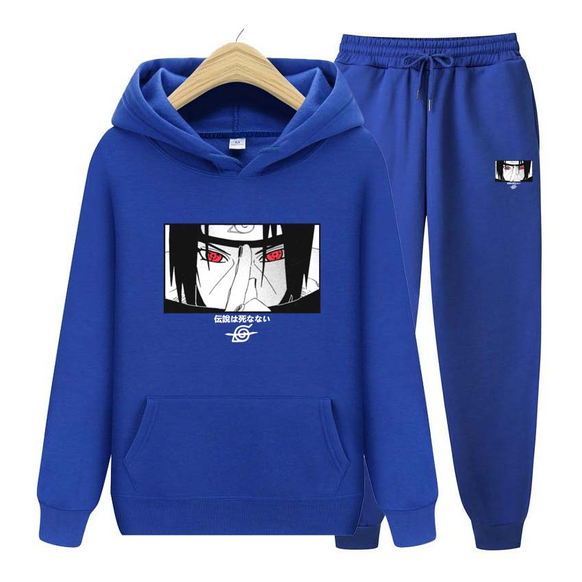 Men's Sets Anime Print Sweatshirt Sport Suit Tracksuit 2 Pieces Set Sweatshirt+Pants Suit Hooded Jacket Coat