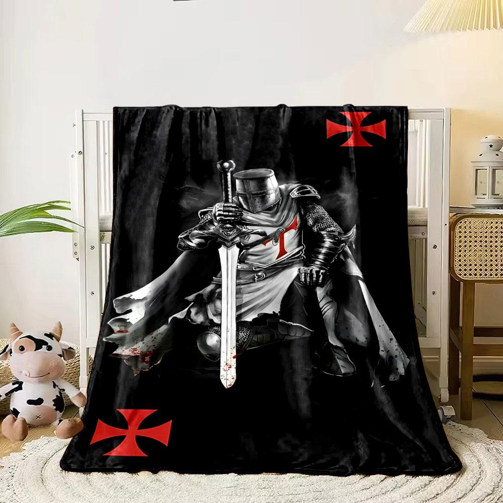 Crusader Knight Blanket  Printed Blanket for Living Room Bed Couch lunch break Soft Cozy Blanket for Friend's festival Gift