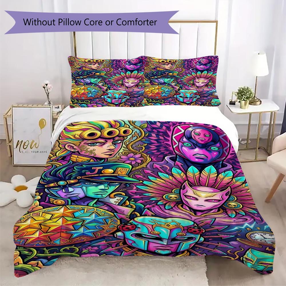 JOJO's Bizarre Adventure Pillowcase & Duvet Cover Set Patterned Anime Bedding for Bedroom Decor Ideal Gift for Lovers.-Xin