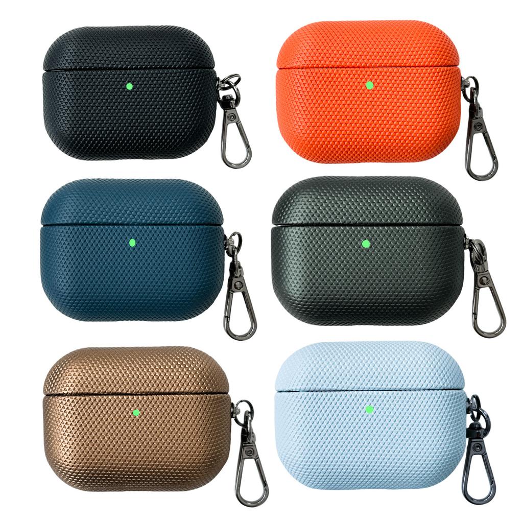 PU Leather Diamond Rhombus Pattern Earphone Case for AirPods Pro 3 & Airpods 4 ANC 3 2 1 Business Solid Color Protective Sleeve