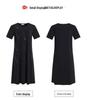 Women's Summer 2026 Plus Size Slimming A-line Black Dress - Mid-Length, Short Sleeve, Casual T-Shirt Style