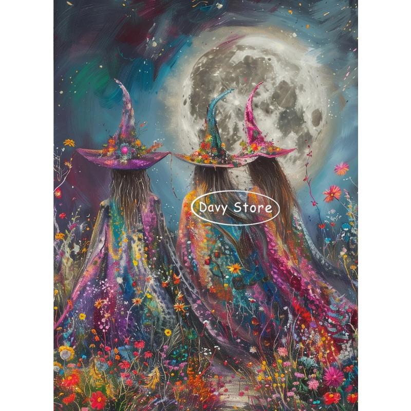 

Ведьмы Магия Мистический Принт Постеры Хэллоуин Луна Ведьма Цветы Холст Картины Настенное Искусство Картина для Гостиной Домашний Декор 21cm×30cm NoFrame