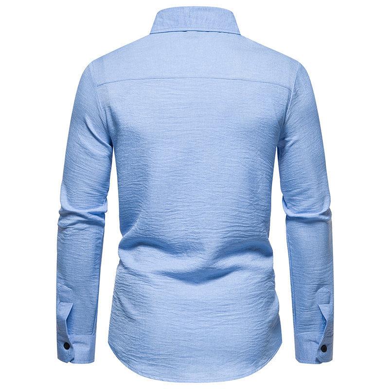 Nový pánský trend Jednobarevný retro styl Ležérní košile s dlouhým rukávem Pánské módní topy