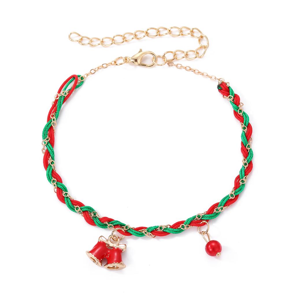 2023 Papai Noel Casal Conjunto Elegante Pulseira Sino de Natal Pulseira Conjunto de Duas Peças Simples Moda Inverno Menina Pulseira Boneco de Neve Pingente de Rosquinha Pulseira