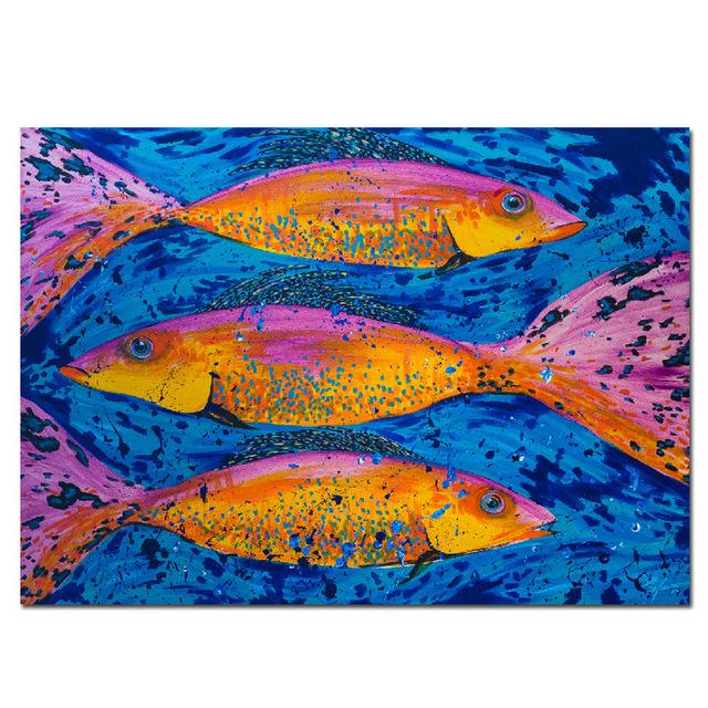 

Абстрактная картина маслом на холсте, красочные рыбы, постеры с животными и принты, настенные панно для детей, декор интерьера гостиной, без рамки 21*30cm