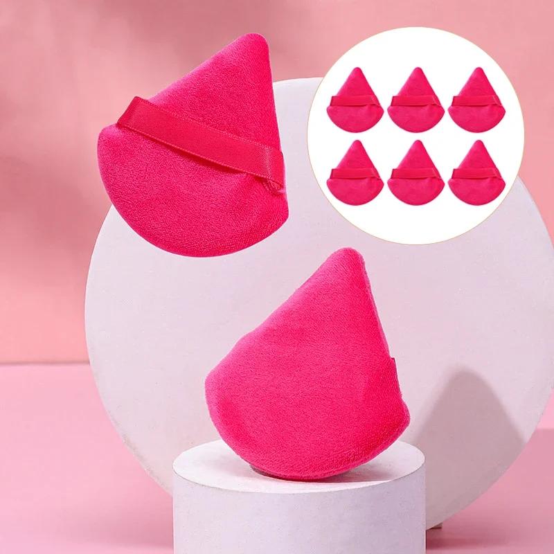 2/6 stücke Dreieck Puderquaste Mini Gesicht Make-Up Schwamm Kosmetik Weiche Baumwolle Gesicht Puderquaste Waschbar Samt Make-Up Puff Werkzeuge