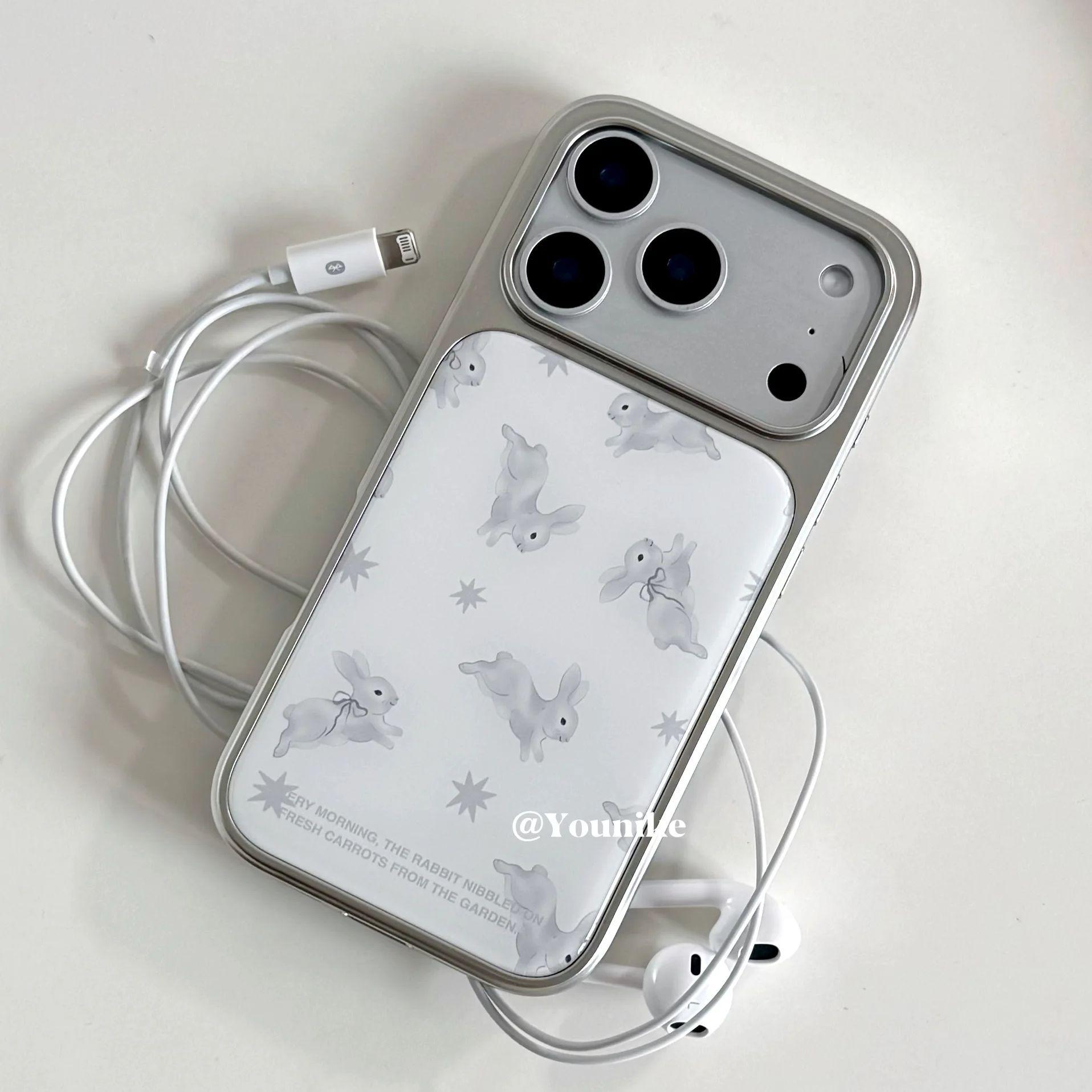 

Korean Ins Cute Romantic Lovely Sweet Rabbit Cartoon Phone Case For iPhone 17 AIR 16 15 14 13 12 11 Pro Max Plus Y2K Cover iPhone Air