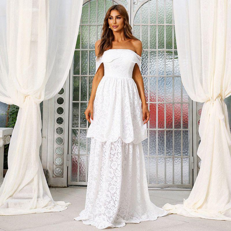 Sexy Dress Girls  Birthday Party Dress Wholesale White Maxi White S