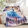 1pc Flannel Cinderella Blue Dress Style Bedding Throw Blanket Sofa Cover Gift Home Decor Lightweight Soft Warm Throw