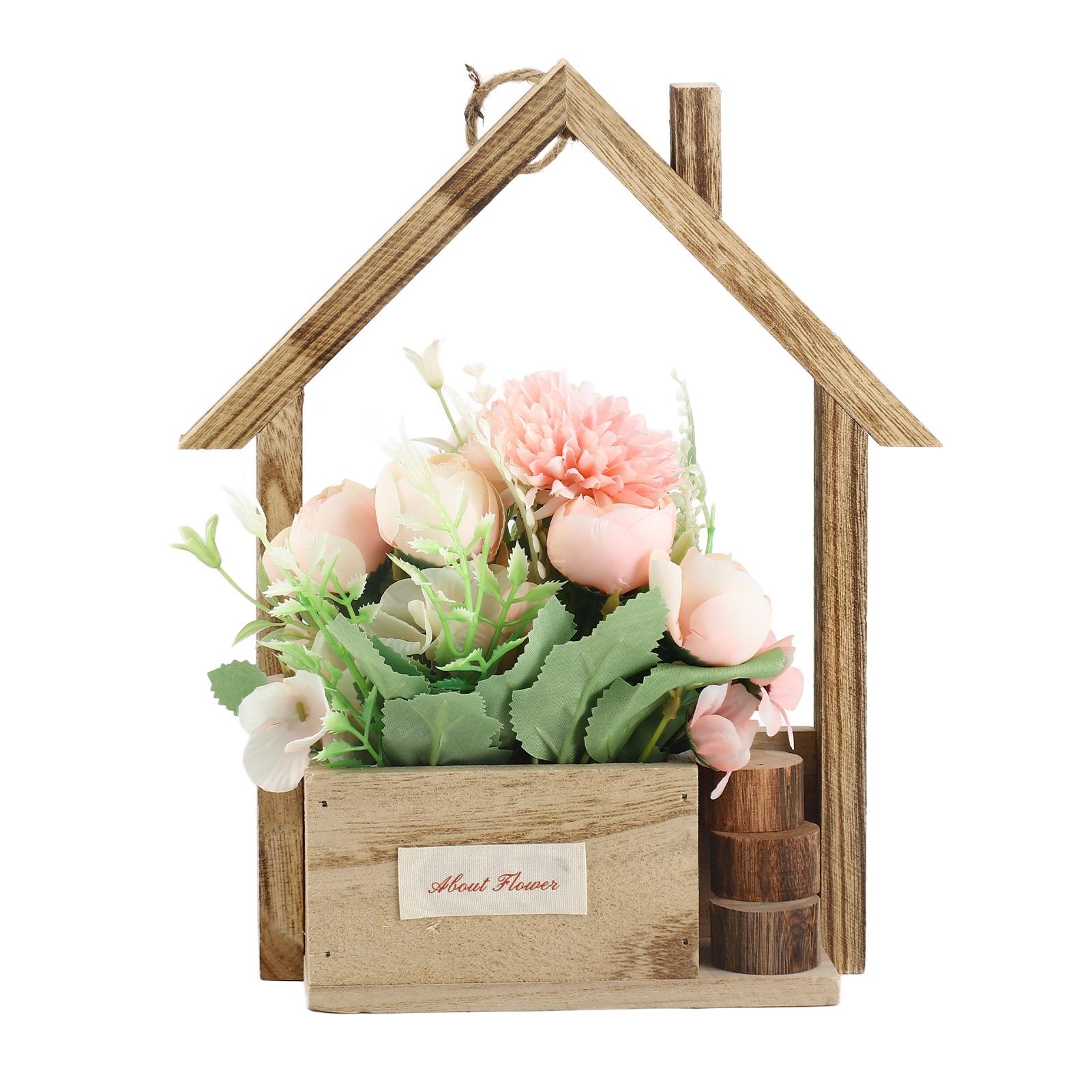 

Подвесная корзина Искусственные цветы Уникальное настенное декоративное кашпо Цветочная корзина с искусственными A белый