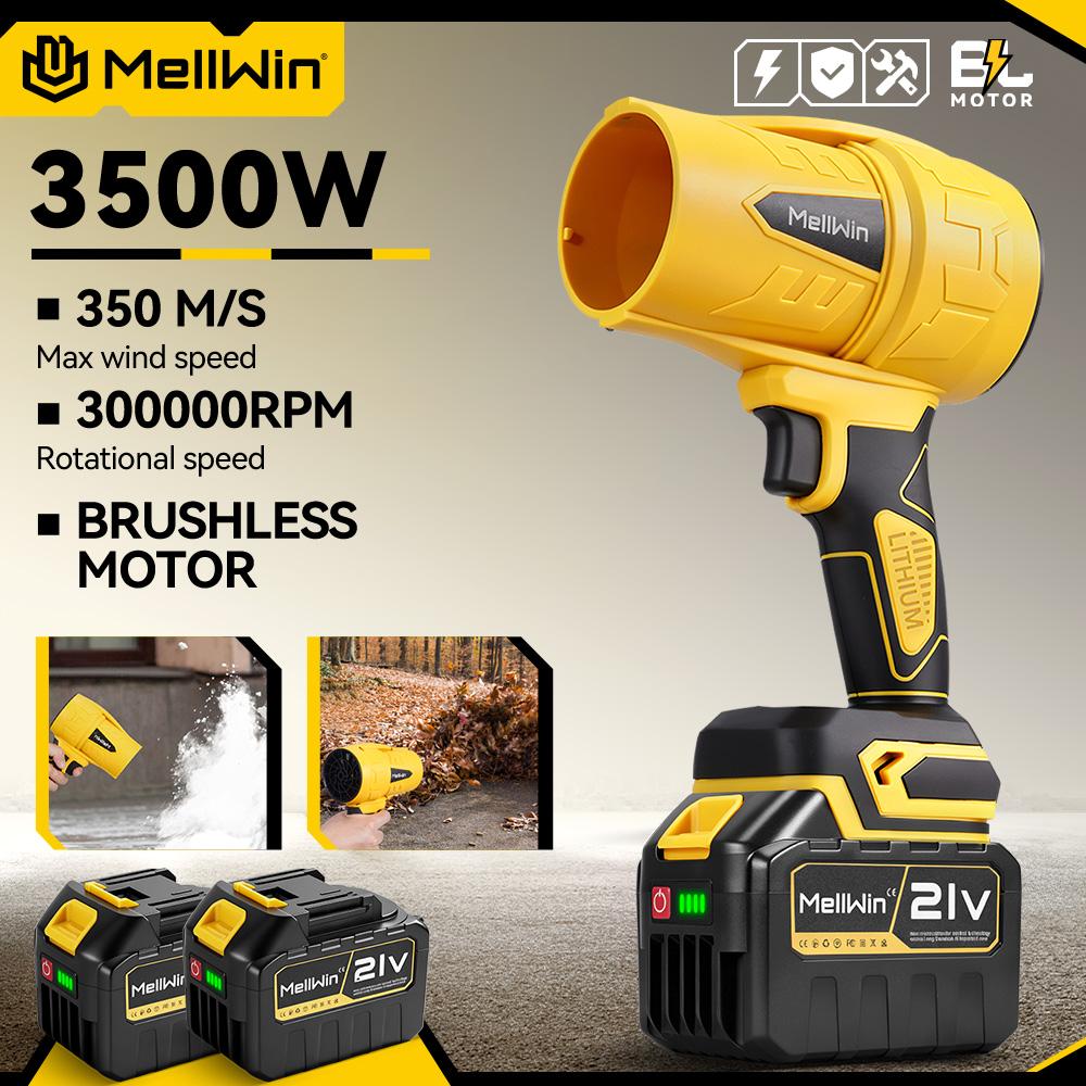 MELLWIN Brushless Electric Turbo Fan Blowers Jet Violent Handheld Leaf Blower Dust Blowing for Makita 18V Battery Pins