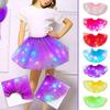 Saia Tutu de Princesa com Luz Brilhante LED para Meninas Crianças Roupa Infantil Festa de Casamento Dança Minissaia Fantasia Cosplay Roupa Led