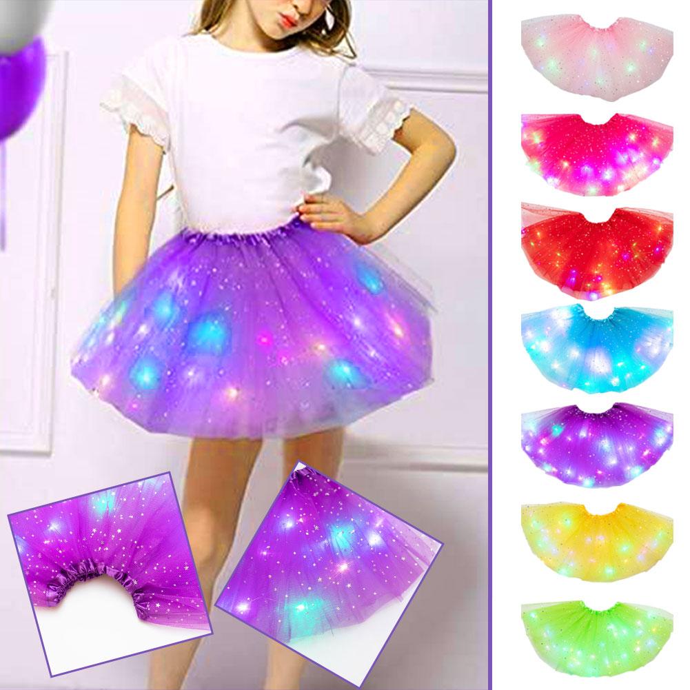 LED svítící světlo Děti Dívky Princezna Tutu Sukně Dětské Oblečení Svatba Párty Tanec Minisukně Kostým Cosplay LED Oblečení