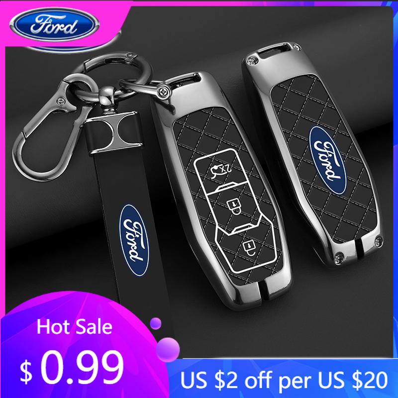 Car Sticker 2025 Hot Zinc Alloy Car Smart Key Case Cover Shell for Ford Focus 3 4 Ranger S C Max Explorer Edge Mustang Fiesta Mo