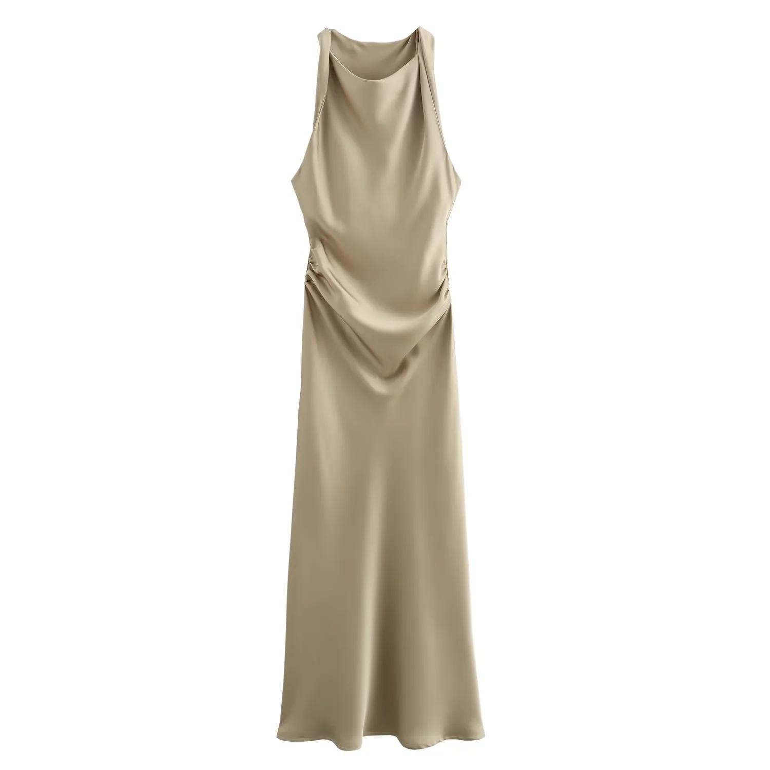 

Satin Long Dresses for Women 2026 Summer Slip Midi Dress Woman Sexy Evening Party Dress Sleeveless Female Elegant Dresses M