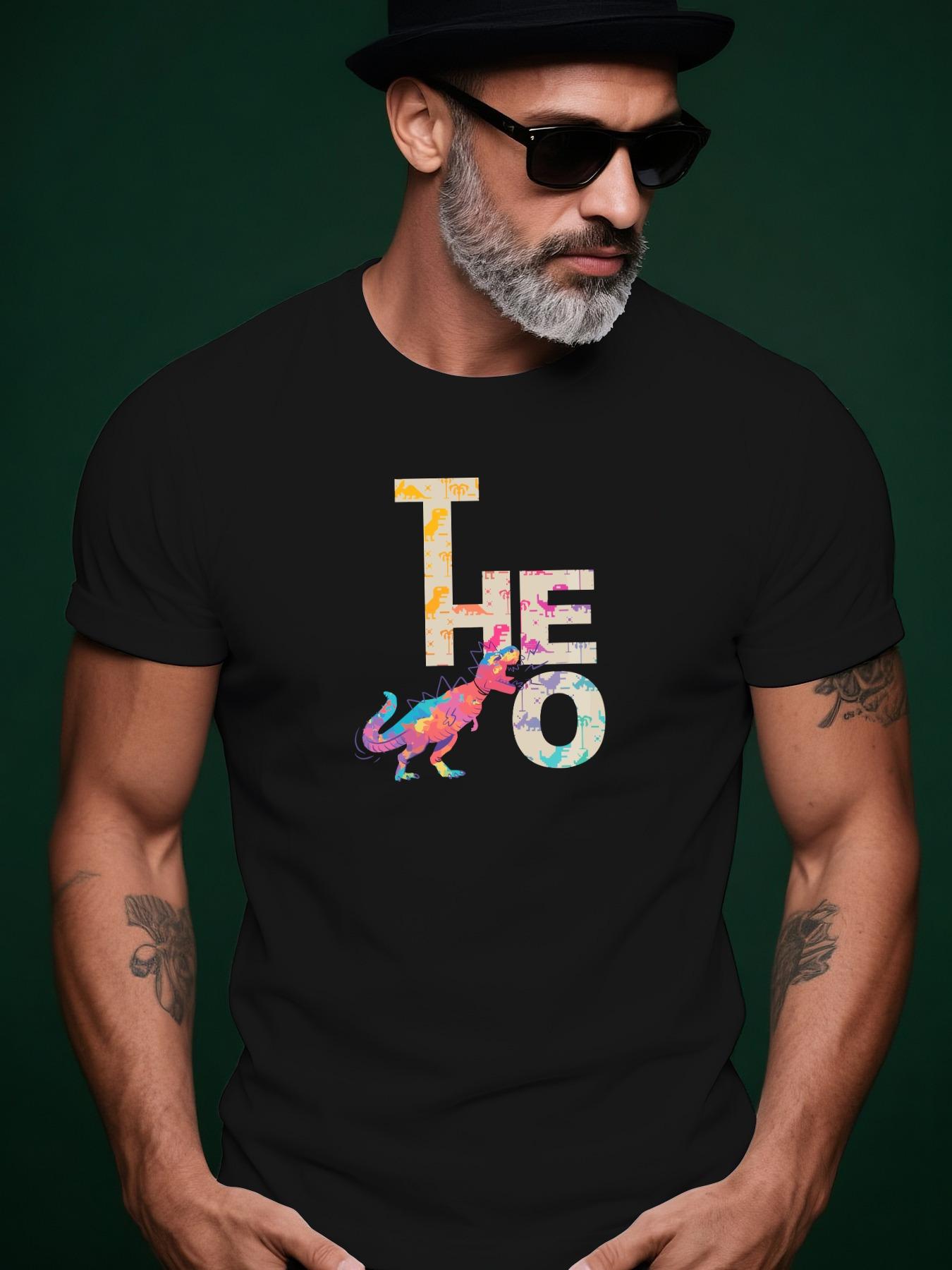 100% Cotton Casual Short Sleeve Tshirt with Colorful Dino... L