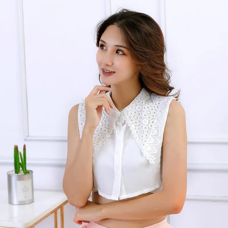 Women Lace White Fake Collar Detachable Doll Collar Women Vintage Lace Shirt Collar Blouse Top False Blouse Half Shirt