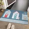 VIKAMA Cartoon Striped Beach Cabin Doormat, Non-Slip, Absorbent Indoor/Outdoor Entryway Mat, Bathroom Rug, Home Decor