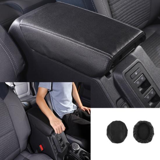 Car Armrest Box Cover Storage Bag Cushion Pad For Ford Bronco - Black