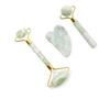 Jade Roller & Gua Sha Beauty Set - Double Roller Massager with Small Cow Horn & Large Ball Massage Tools.